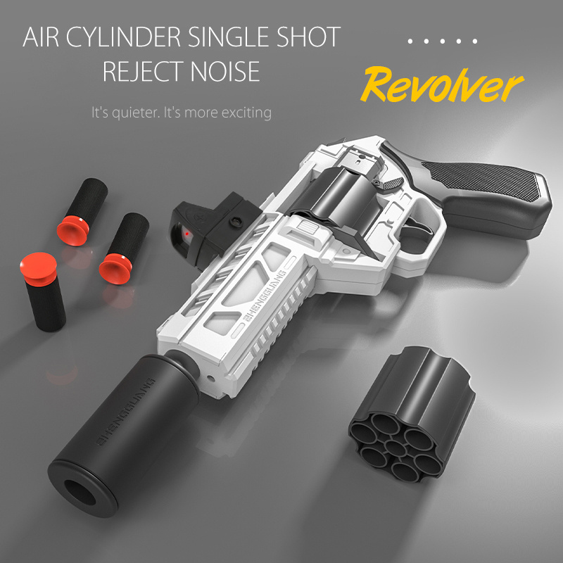 2023 hot sell new kids boy play shooting toys electronic revolver soft bullet gun with muffler