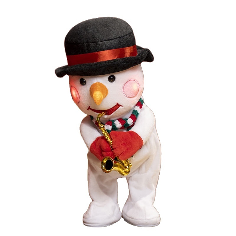 Christmas Decorations Toys Doll Singing Dancing Saxophone Elk Snowman Plush Santa Claus Soft Toy