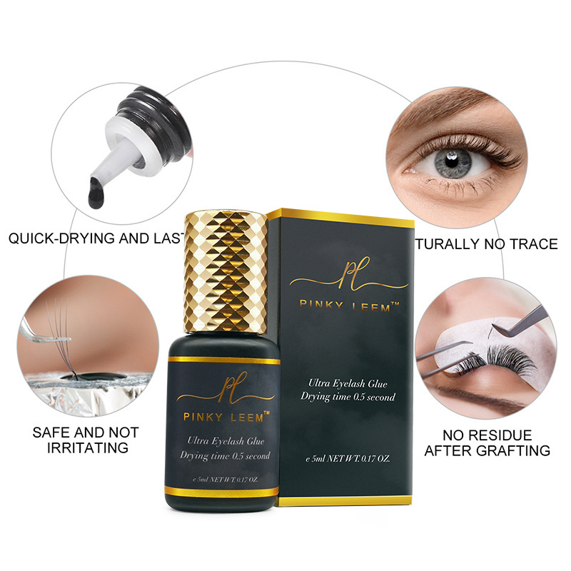 Pinky Leem new eyelashes glue oil and water resistant with elite in formaldehyde free black eyelashes glue