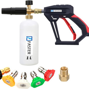 1L  High Pressure Washer Gun with Car Snow Cannon Foam with 1/4 Inch Quick Connector and 5 Pressure Washer Nozzle Tips