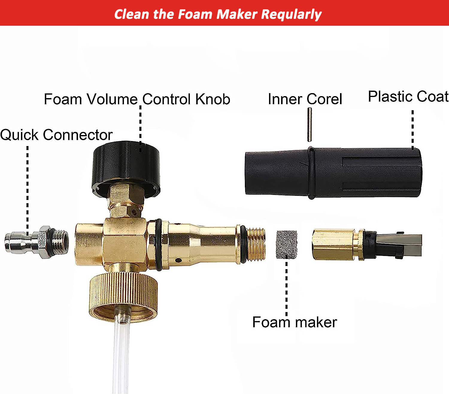 1L  High Pressure Washer Gun with Car Snow Cannon Foam with 1/4 Inch Quick Connector and 5 Pressure Washer Nozzle Tips