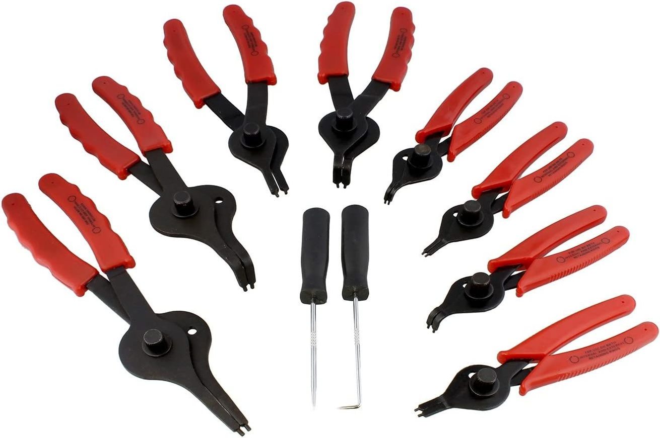 Snap Ring Pliers Set and Mechanics Circlip Pliers 11-Piece 1-2.3mm Straight & Bent Retaining Ring Pliers w/Hook & Pick