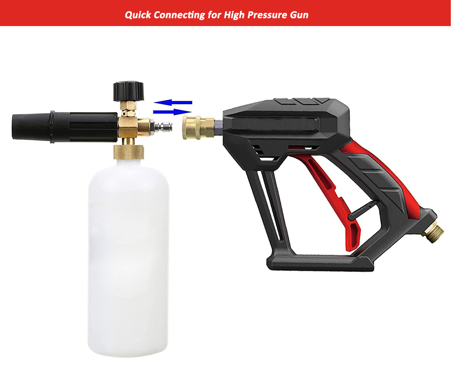 1L  High Pressure Washer Gun with Car Snow Cannon Foam with 1/4 Inch Quick Connector and 5 Pressure Washer Nozzle Tips