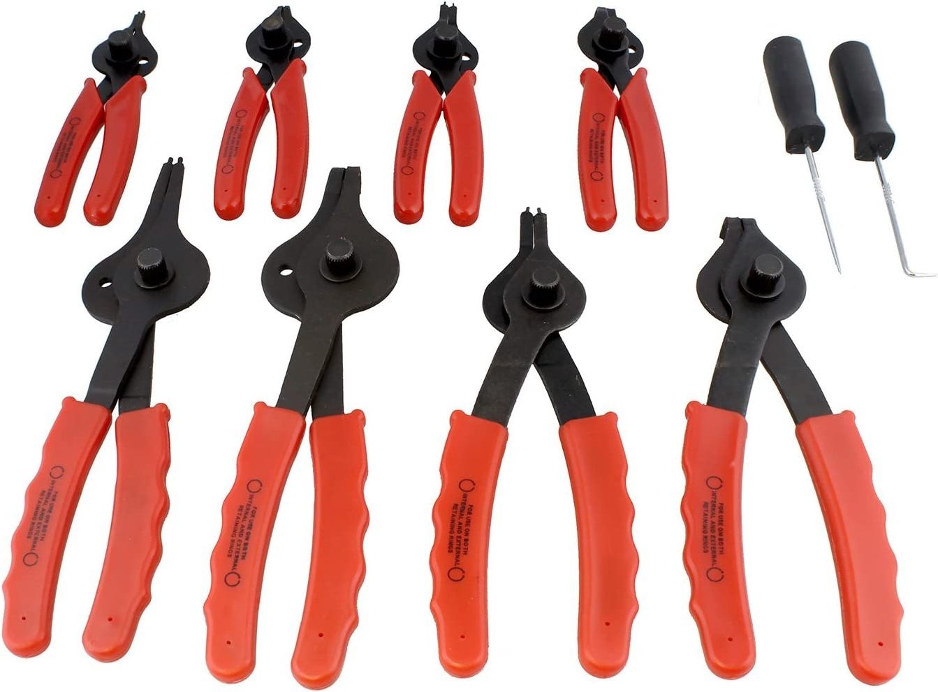 Snap Ring Pliers Set and Mechanics Circlip Pliers 11-Piece 1-2.3mm Straight & Bent Retaining Ring Pliers w/Hook & Pick