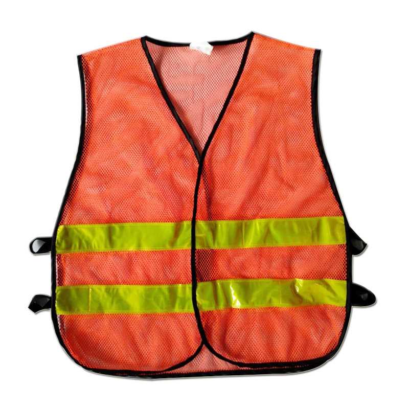 Blue reflective black mesh fabric safety vest with pockets