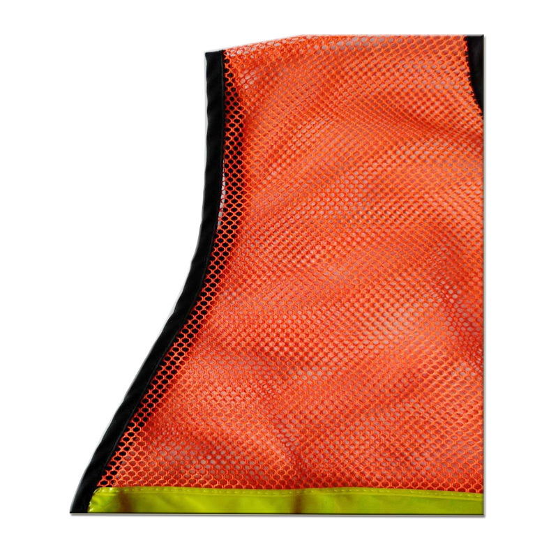 Blue reflective black mesh fabric safety vest with pockets