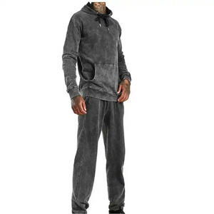 High Quality Manufacturer Sweatpants Jogger 100% Cotton Sun Faded Acid Wash Flare Sweat Tracksuits Pants Men