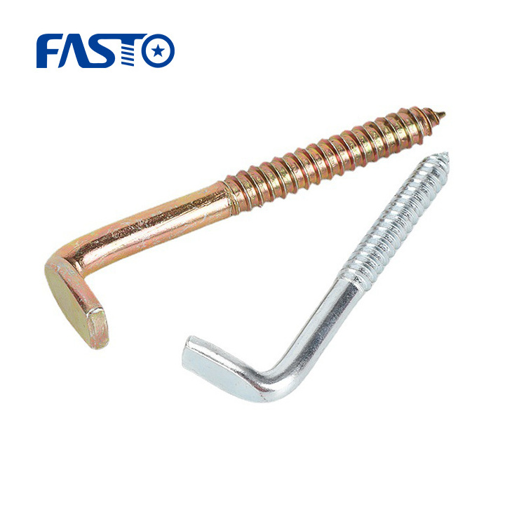 Customized steel zinc plated L shaped hook screw L Type Hook Self Tapping Screws Square Cup Hook