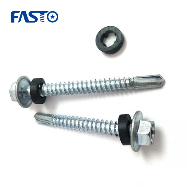 China Factory Direct Supply Hex Flange Head Self Drilling Screws with Black EPDM Sealing Washer Roofing Screws