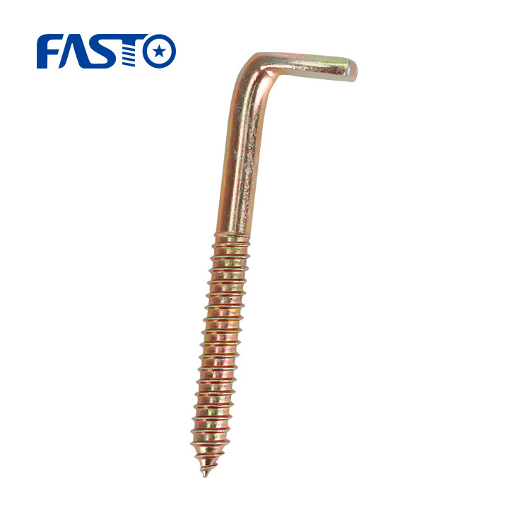 Customized steel zinc plated L shaped hook screw L Type Hook Self Tapping Screws Square Cup Hook