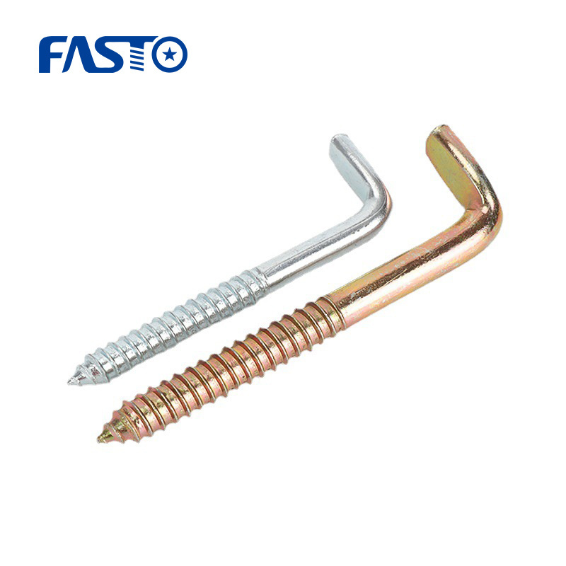 Customized steel zinc plated L shaped hook screw L Type Hook Self Tapping Screws Square Cup Hook