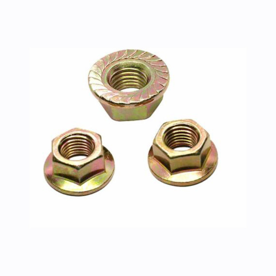 Factory Directly Wholesale Outer Hexagon yellow Hex Flange Stainless Steel Nuts