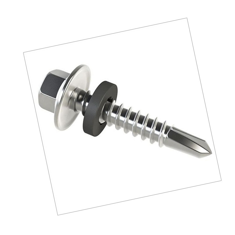 China Factory Direct Supply Hex Flange Head Self Drilling Screws with Black EPDM Sealing Washer Roofing Screws