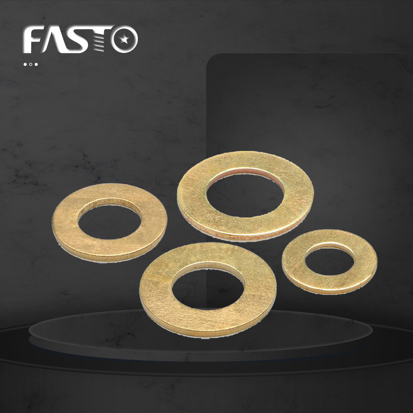 Fasto Supply Fastener Brass Copper Colored Metal Round Flat Fender Washers Sealing Gasket Punched Ring Washer