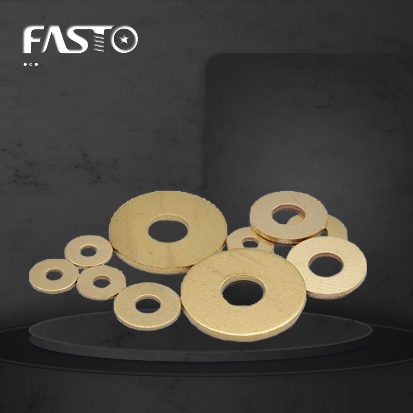 Fasto Supply Fastener Brass Copper Colored Metal Round Flat Fender Washers Sealing Gasket Punched Ring Washer