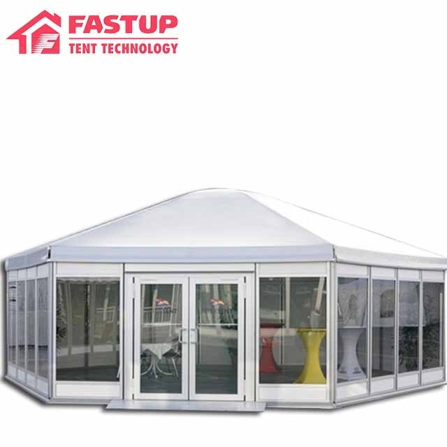 White color Multi-Sidewall single  pagoda gazebo canopy tent with glass window and ABS hard wall