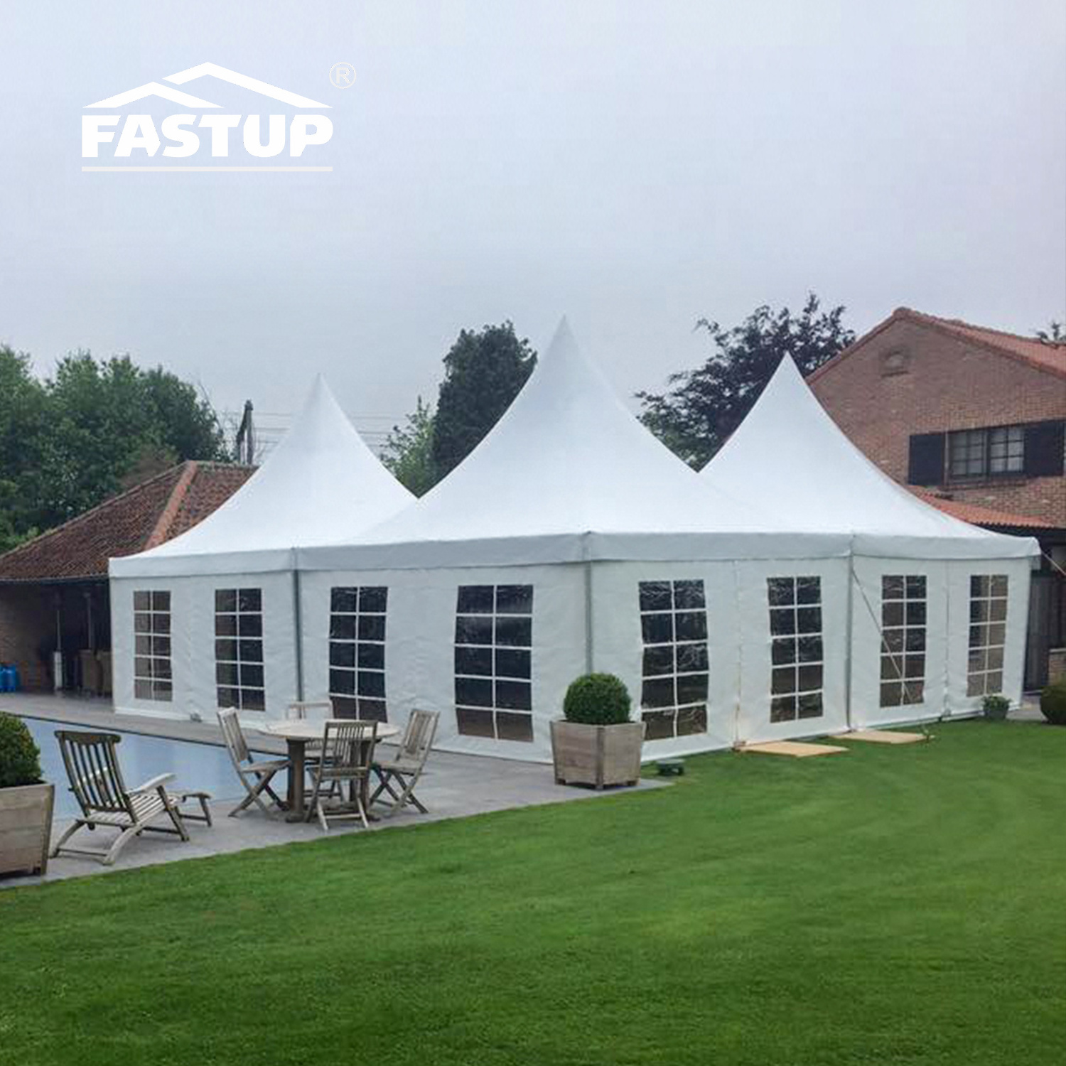 Fastup Tent 3x3m 4x4m 5x5m 6x6m Outdoor Aluminum Structure Pagoda Event Tent for Garden Backyard