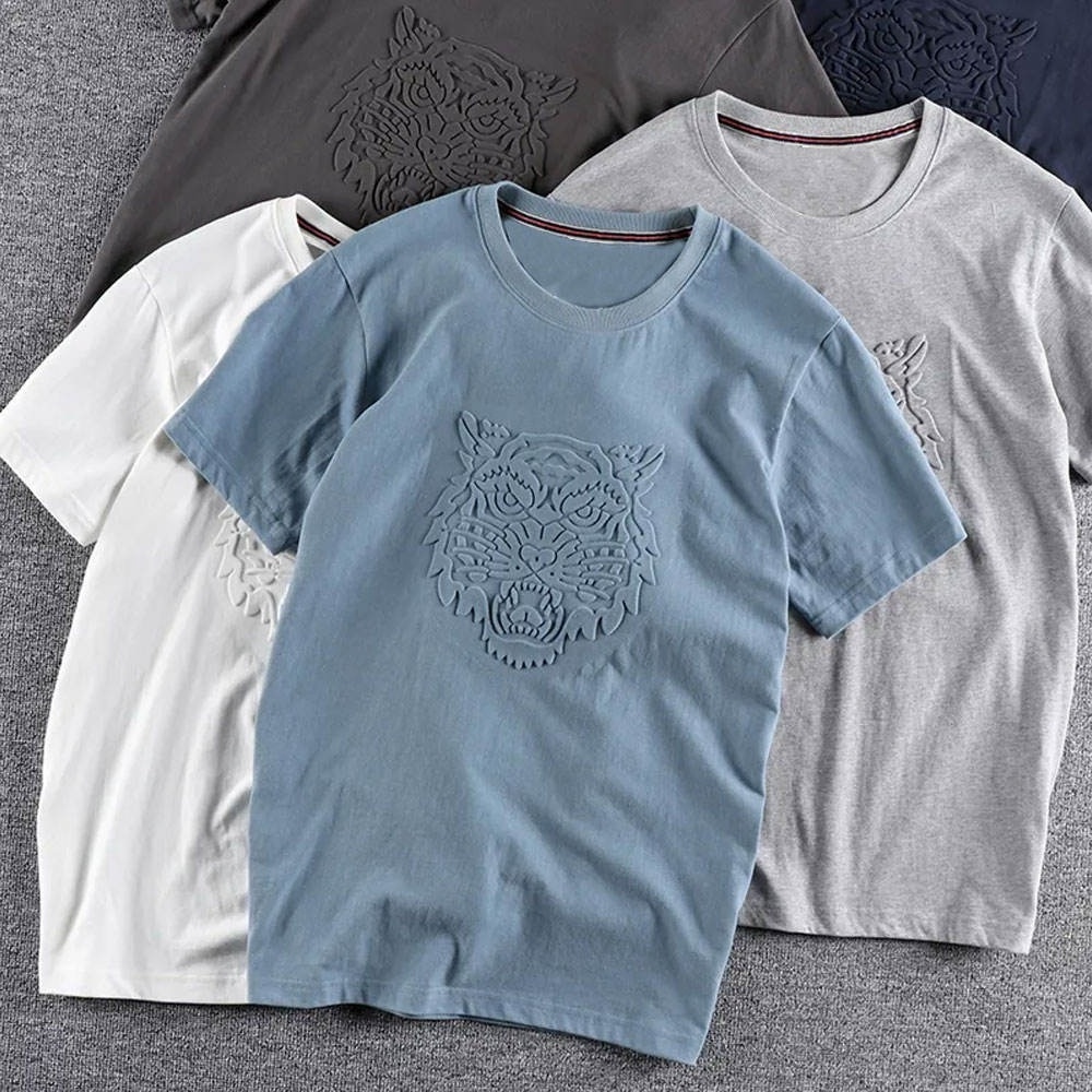 custom embossing Printing Clothes Logo 100% Cotton 3D Printing Emboss T-shirts Graphic Custom Embossed Logo T Shirts