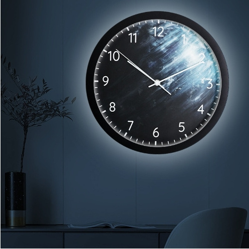 Intelligent voice-activated LED luminous wall clock Living room fashion quartz clock Personalized home decoration 12-inch clock