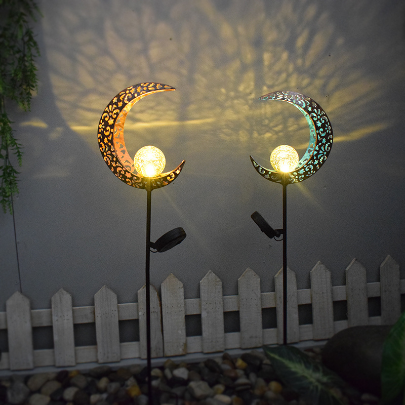 Best Selling Wholesale Moon Solar Light Copper and Glass Body LED for Outdoor Garden Patio Christmas Holiday Lighting Gift