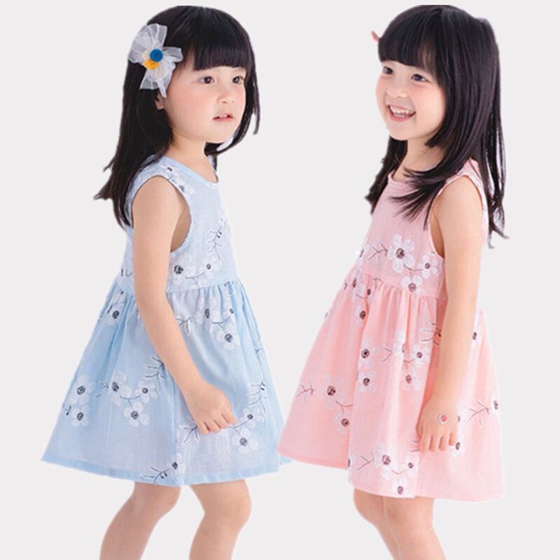 Cotton and hemp girl children's clothing spring and summer dress new dress princess skirt children's factory supply