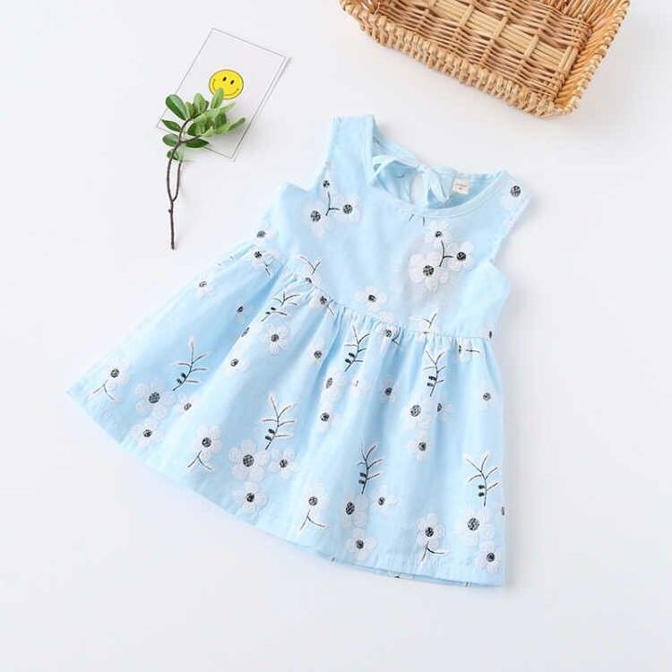 Cotton and hemp girl children's clothing spring and summer dress new dress princess skirt children's factory supply