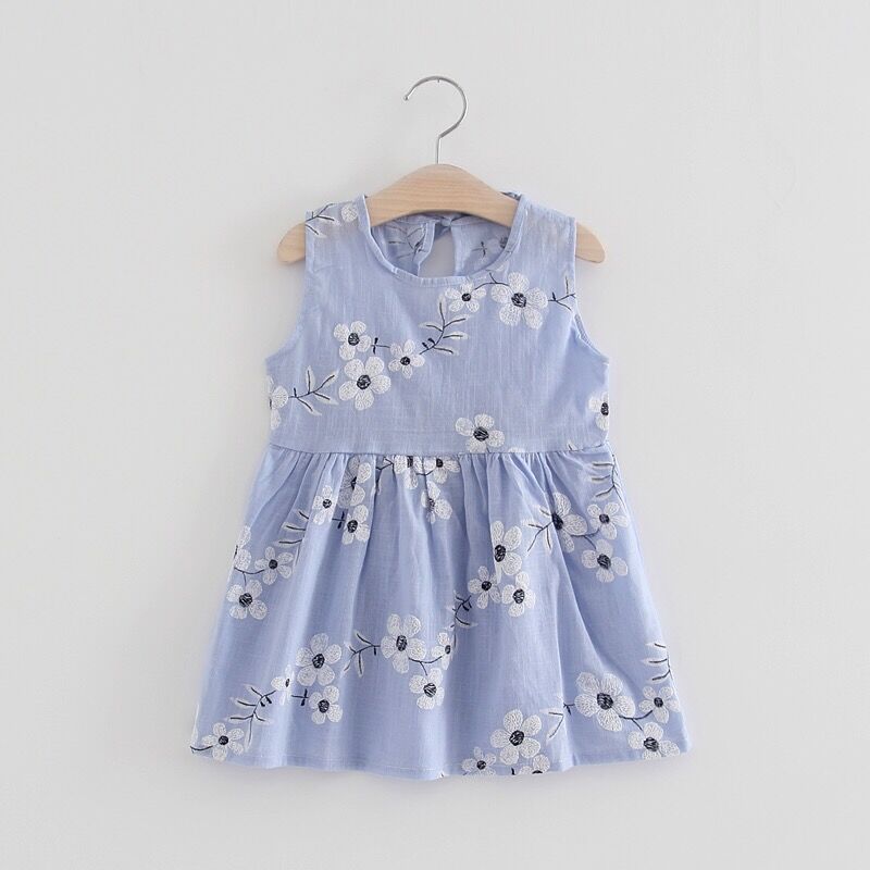 Cotton and hemp girl children's clothing spring and summer dress new dress princess skirt children's factory supply