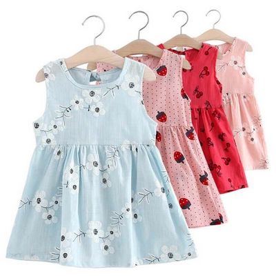 Cotton and hemp girl children's clothing spring and summer dress new dress princess skirt children's factory supply