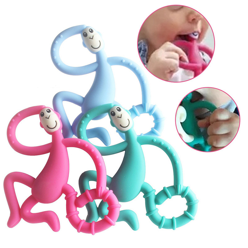 New Arrival Animal Shape Dancing Monkey BPA Free Silicone Baby Teether Teething Toys for new born