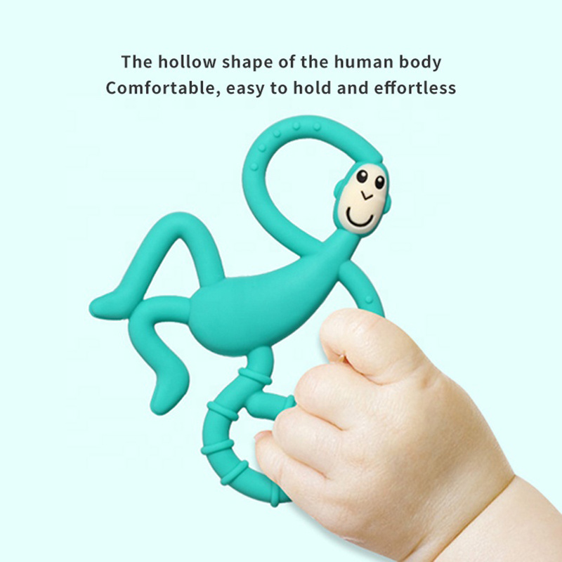 New Arrival Animal Shape Dancing Monkey BPA Free Silicone Baby Teether Teething Toys for new born