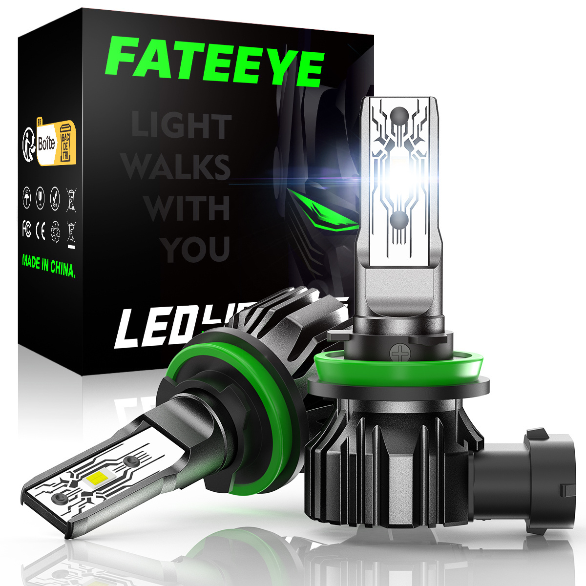 FATEEYE F1 10000lumen led headlight motorcycle bulb faro para moto fog/driving lights h7 h11 hb3 9005 50w led headlight