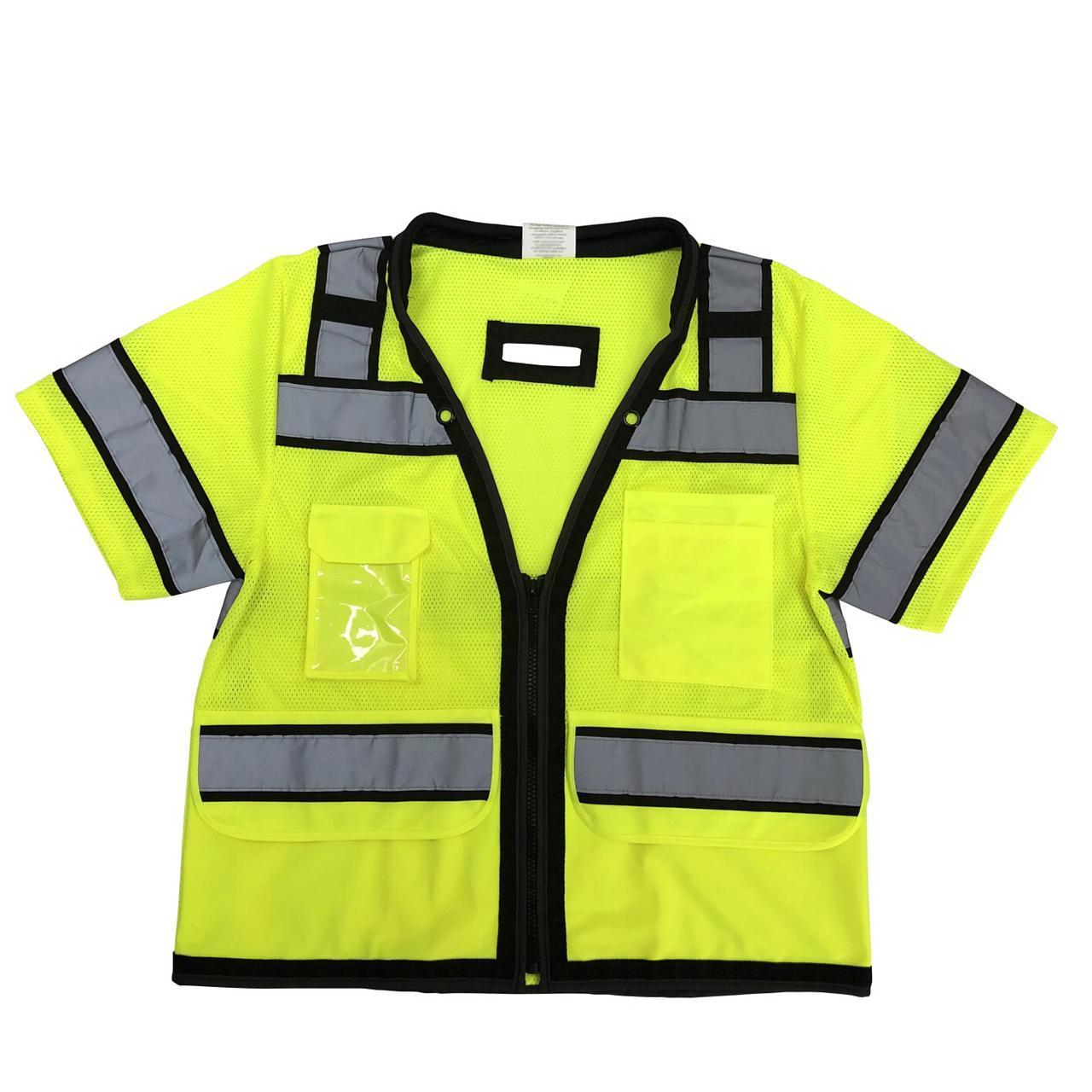 Custom High Vis Reflective Vest Construction Two-tone Hi Viz Work Vest Men Short Sleeve Class 3 Mesh Safety Vest With Pocket