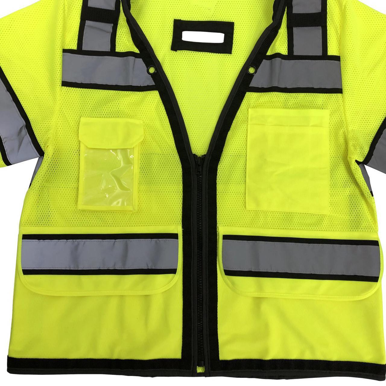 Custom High Vis Reflective Vest Construction Two-tone Hi Viz Work Vest Men Short Sleeve Class 3 Mesh Safety Vest With Pocket