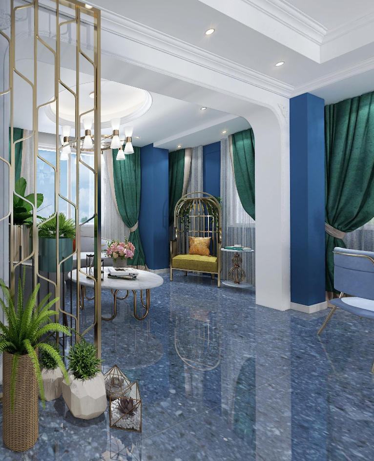 Foshan FaTong Floor Marble Porcelain tile Blue Interior Wall tile Indoor bathroom 600*1200mm Terrazzo tiles