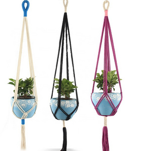 Colorful Macrame Plant Hanger Indoor Outdoor Hanging Planter Basket Macrame Cotton Rope Home Decoration