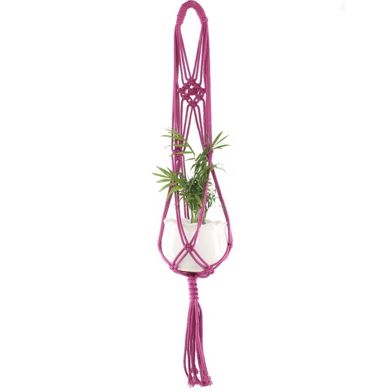 Colorful Hanging Plant Holders Crochet Macrame Plant Hangers Flower Pot Holder with Hooks Boho Home Decor Cotton Rope Net Pocket