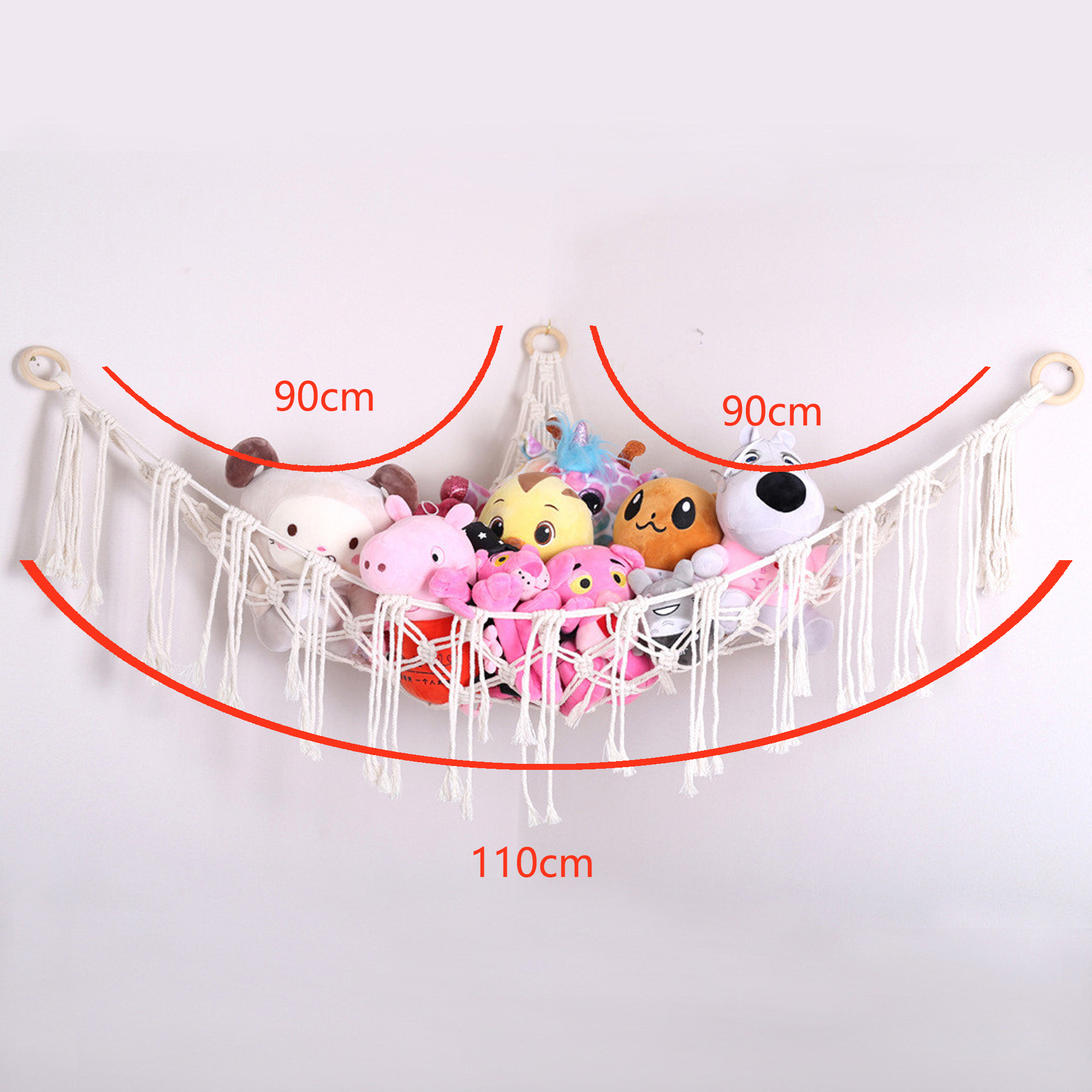 Stuffed Animal Net Bag Corner Plush Toys Play Room Bedroom Net Holder Storage Hammock Hanging Toy Hammock