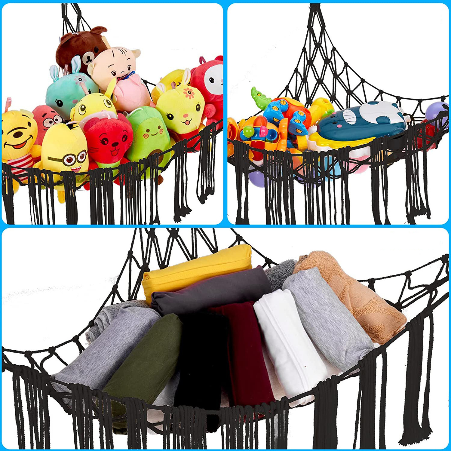 Toy Hammock Play Room Bedroom Net Holder Storage Hammock Hanging Net Bag Corner Plush Toys Toy Hammock