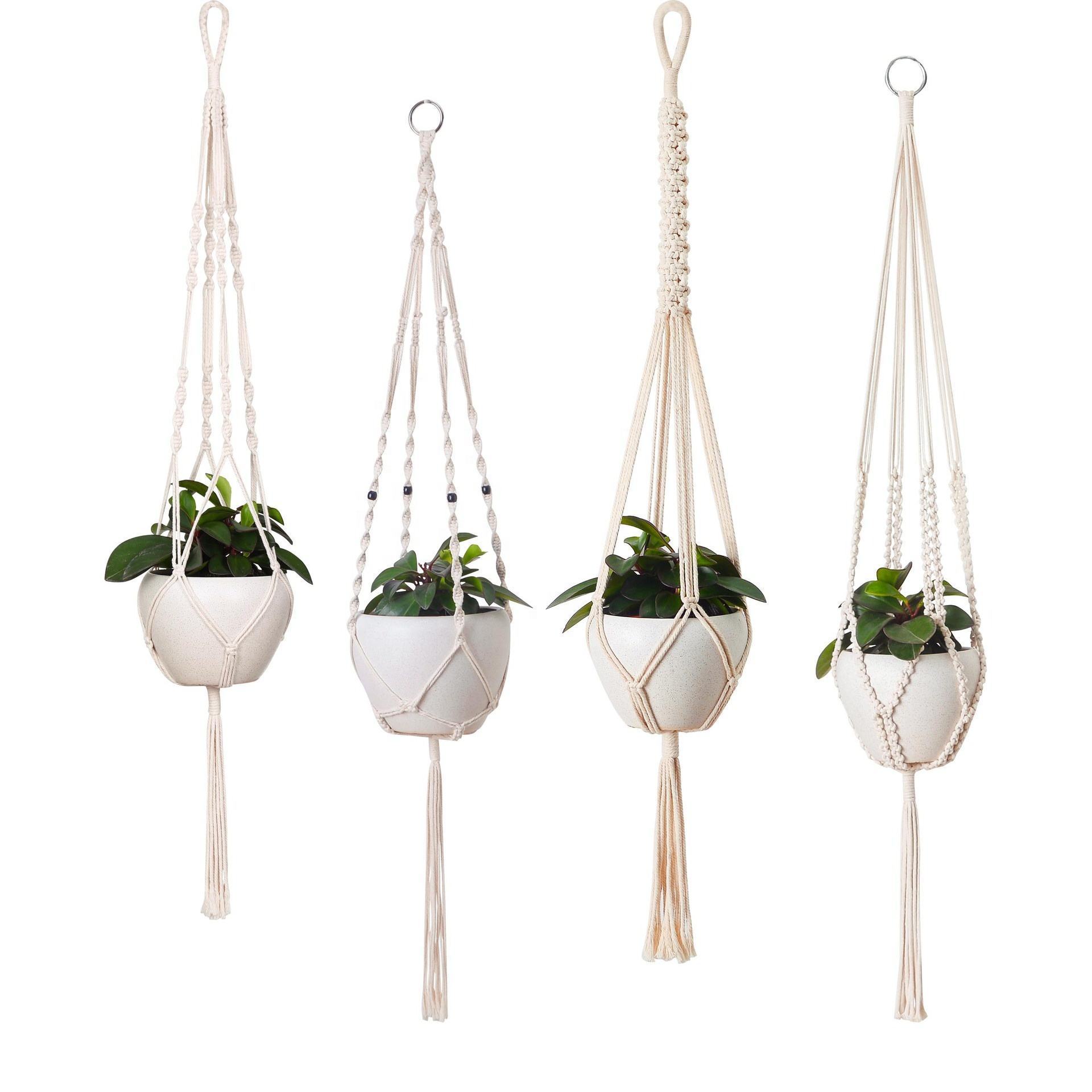 Handmade Wall Hangings Planters Flower Pot Holder Cotton Rope Basket Macrame Plant Hanger