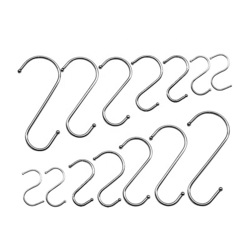 7 Sizes S Hook Stainless Steel Metal Hangers Hanging Hooks for Pan Pots Utensils Closet Clothes Bags Towels Plants Kitchen Hooks