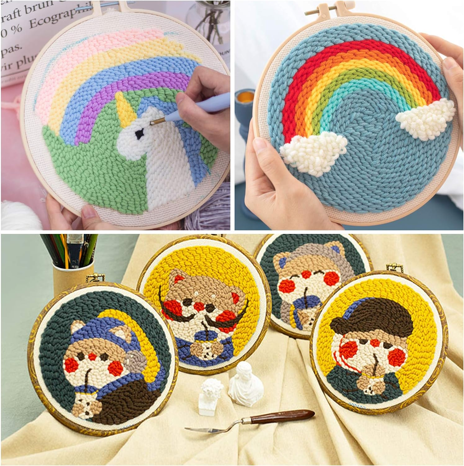 24cm 28cm 36cm Needlework Fabric Linen Needlework Fabric Monk Cloth for Punch Needle Rug-Punch Needles & Pinch Needle