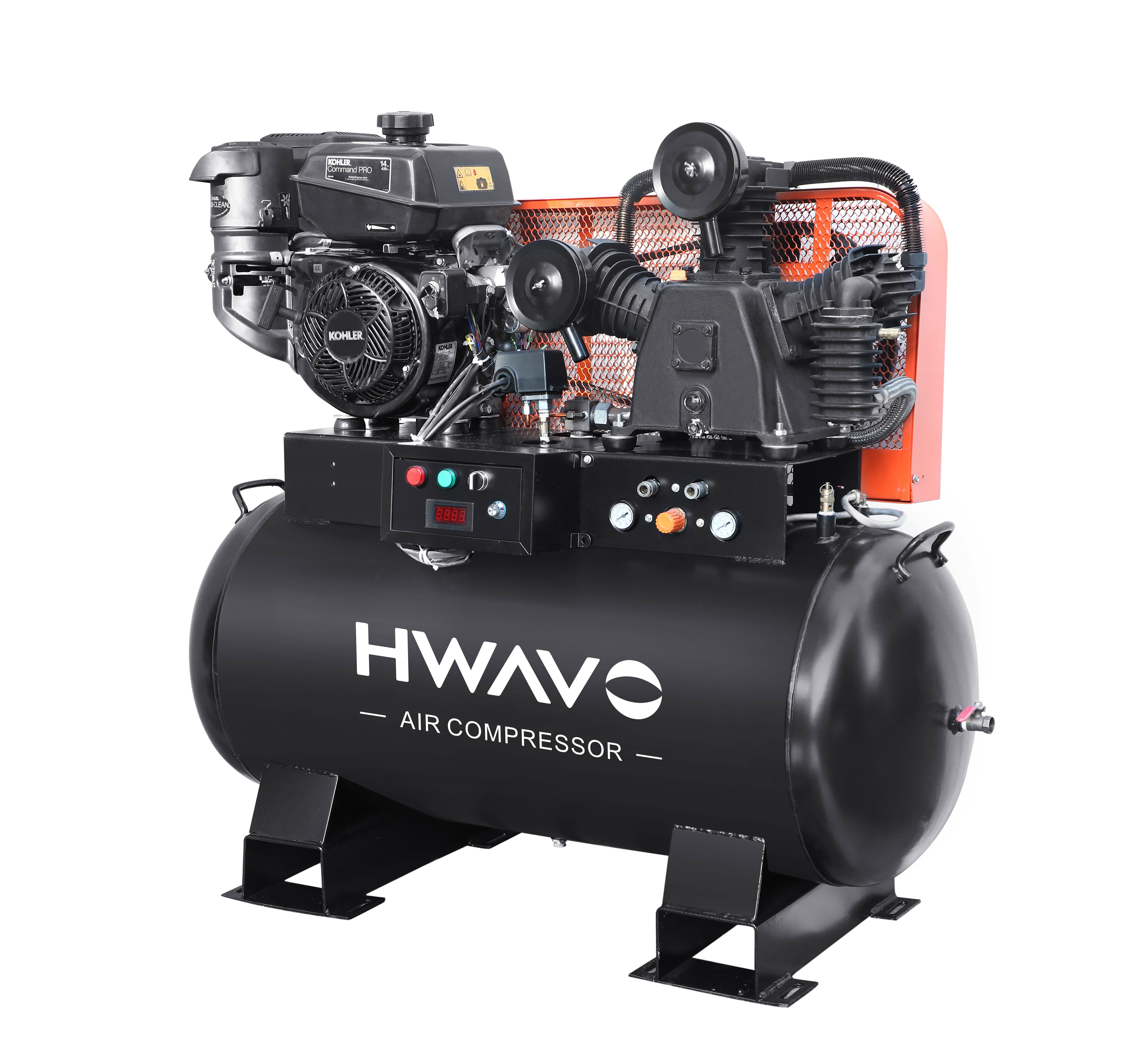 Competitive Price 10HP 15HP Petrol Gasoline Engine 230L 60 Gallon 150psi 180psi  Industrial Mining  Piston air compressor