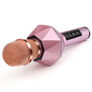 Professional Mini Portable Diamond Design Wireless Handheld Microphone with Karaoke Speaker Function