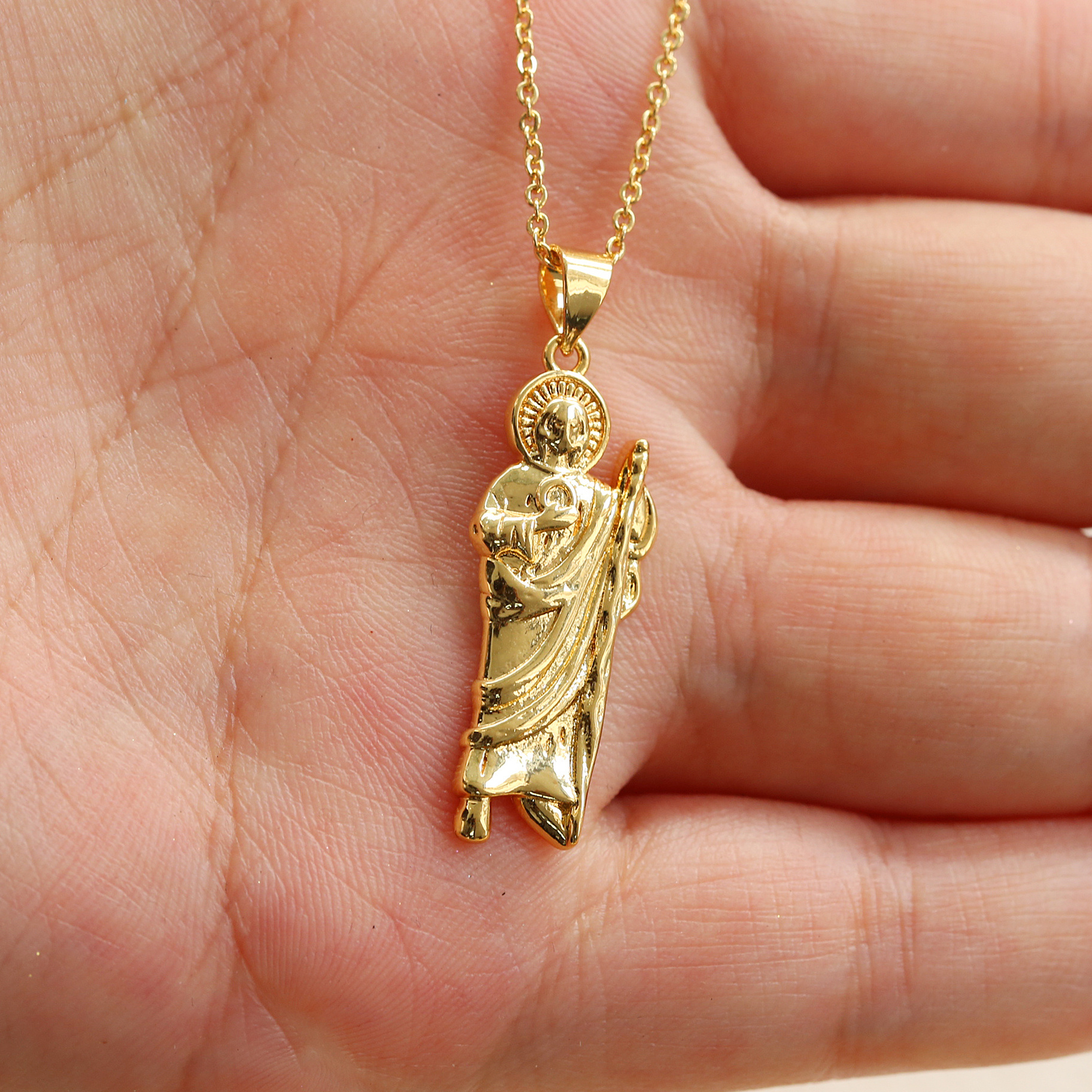 Religion Catholicism 18K Gold Jewelry Statue Pendant Necklace Jesus Pendant For Women Men