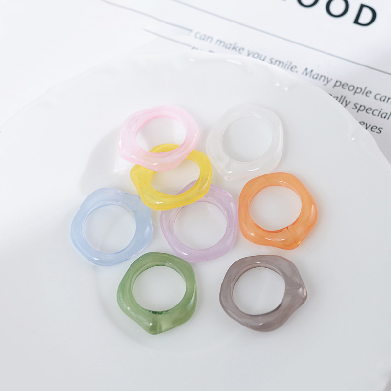 Wholesale High Quality Clear Crystal Transparent Colorful Chunky Geometric Polygon Ring Acrylic Plastic Resin Rings