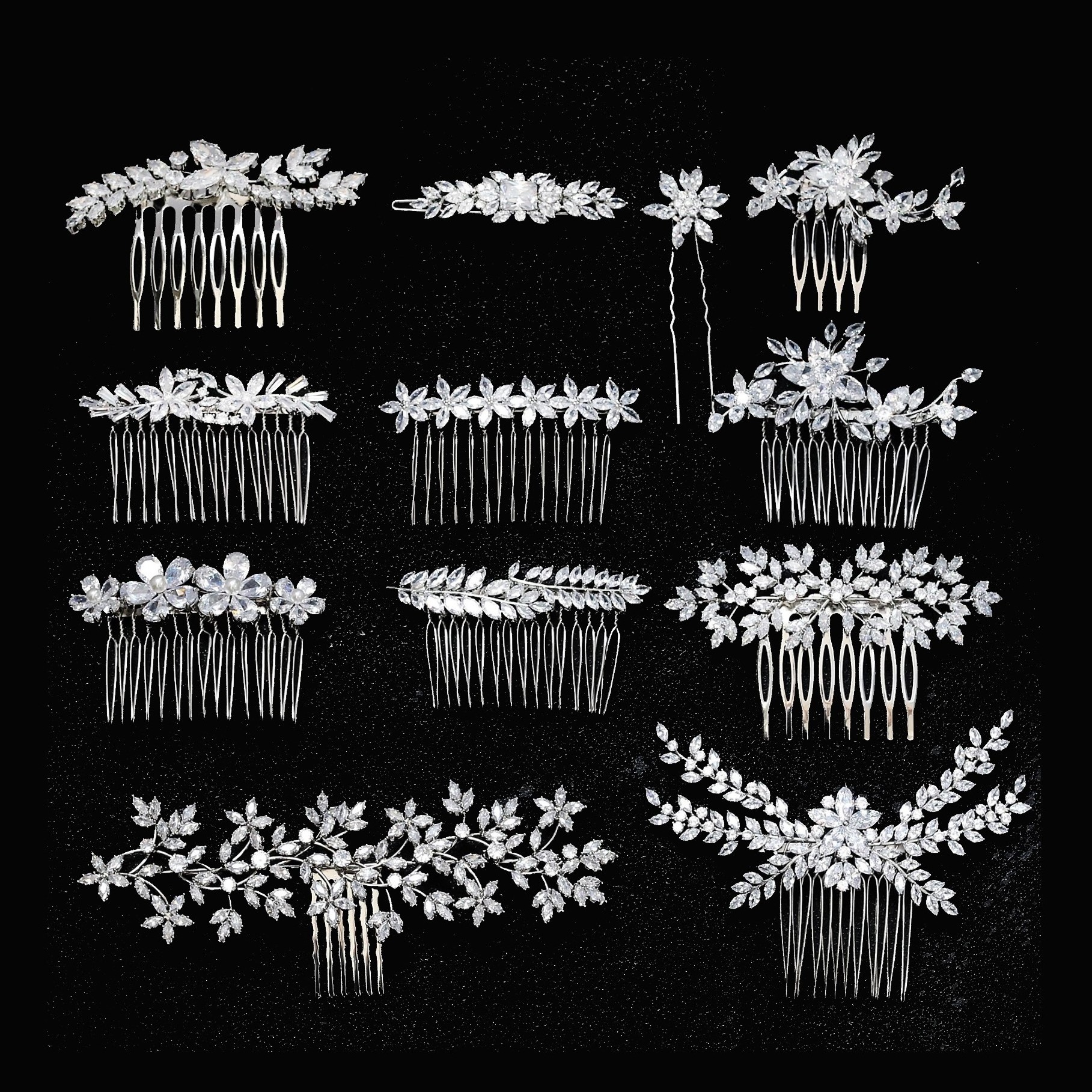 Wedding CZ Zircon Hair Comb Bride Head Ornaments Wedding Hair Combs Hair Accessories Bridal Diamond Women's Jewelry