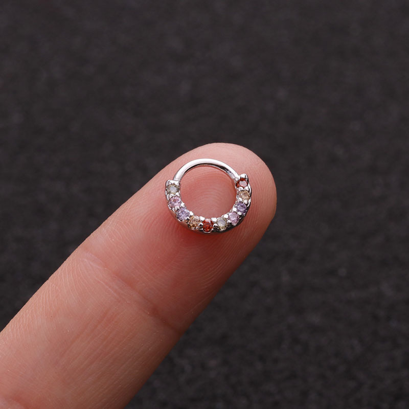 Hot Sale Women'S Body Pierced Jewelry Personality Micro Pave Cz 20G Colorful Zircon Nose Ring Ear Bone Ring Piercing Jewelry /