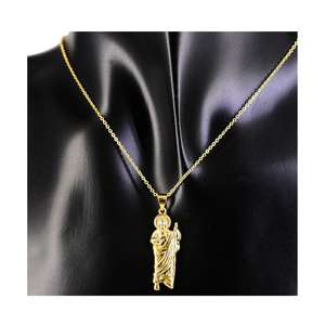 Religion Catholicism 18K Gold Jewelry Statue Pendant Necklace Jesus Pendant For Women Men