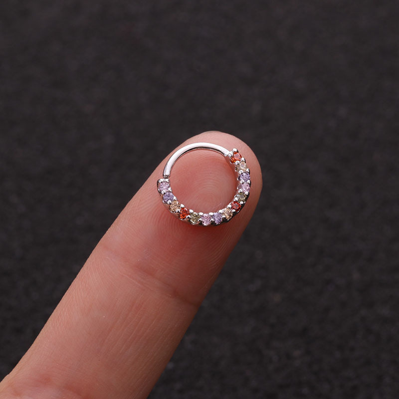 Hot Sale Women'S Body Pierced Jewelry Personality Micro Pave Cz 20G Colorful Zircon Nose Ring Ear Bone Ring Piercing Jewelry /