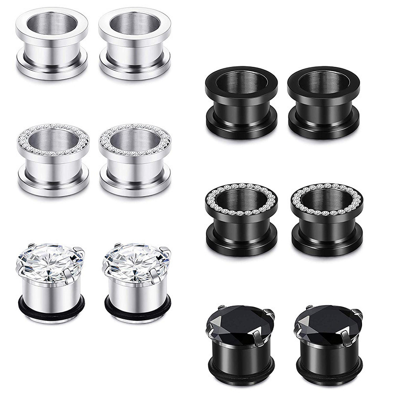 Hypoallergenic Non Tarnish Surgical Stainless Steel Ear Gauges Gauge Earrings Expanders Stretcher Hollow Tunnels Ear Gauge Plugs